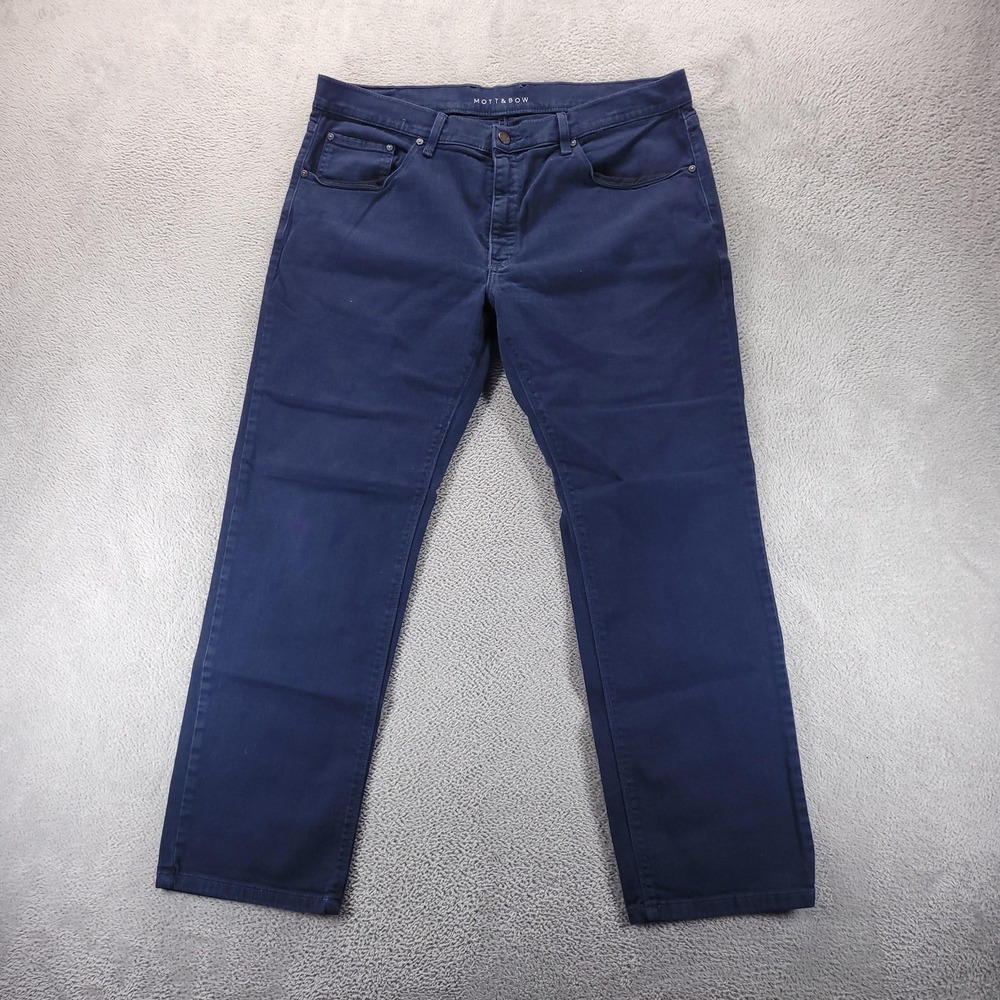 Mott & Bow Jeans Mens 38x30 Blue Slim Straight Dark Wash Denim Casual Comfort